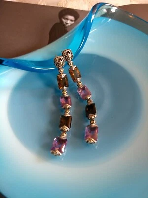 John Hardy Batu Sari 18ktSterling Silver Cognac Quartz Amethyst 4 Drop Earrings  Foto 1 de 4