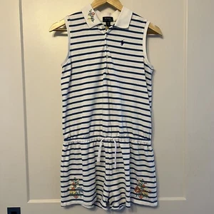 Polo Ralph Lauren Girls Sleeveless Pony Logo Floral Striped Romper, Size XL (16) - Picture 1 of 14