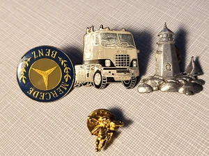 Vintage Lot of 4 Pins  Mercede Benz  GMC Tractor  Light House   Gherub - Picture 1 of 6