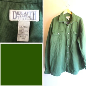 Duluth Barn Coat Mens 2XLT 2X Tall Cotton Canvas Avocado Green Fleece Lined - Picture 1 of 7