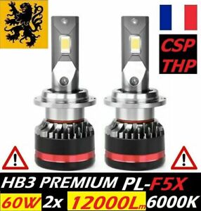 Kit PREMIUM LED HB3 9005 CSP THP 60W 12V 24V 6000k 2x12000lm ANTI ERREUR COMPACT