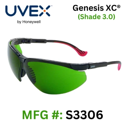 Shade 3 Welding Glasses w/ Anti-Scratch Lenses (Uvex Genesis XC® - #S3306) - 1pr - Image 1 of 2