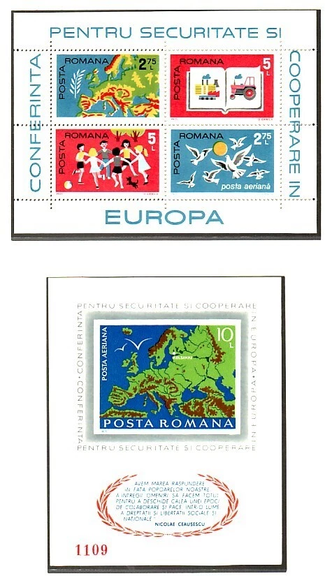 ROMANIA Sc C198 NH PERF+IMPERF SOUVENIR SHEET OF 1975 - EUROPA - Image 1 of 1