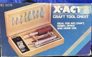 X-ACTO VTG CRAFT TOOL CHEST Wood Hinged Number 5076 - 1977 Unused - Picture 1 of 16