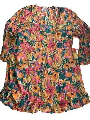 ANNE COLE 多彩花卉轻便套衫泳装遮瑕 XS/S 码 - 全新带标签 — 第 1/3 张图片