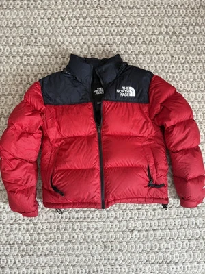 The North Face women 1996 Retro Notes Puffer Jacket Red & Black Vintage Style - Image 1 of 3
