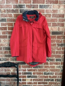 PENDELTON Ladies Plaid Lined Red Style Rain Jacket Coat Hooded Women’s Sz XL - Picture 1 of 14