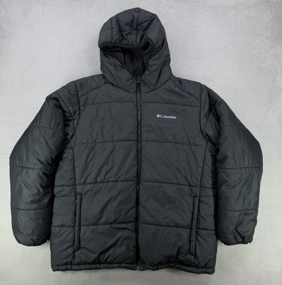 Columbia Jacket Mens XL Black Great Bend Insulated Quilted Hooded Puffer Coat - Image 1 of 4