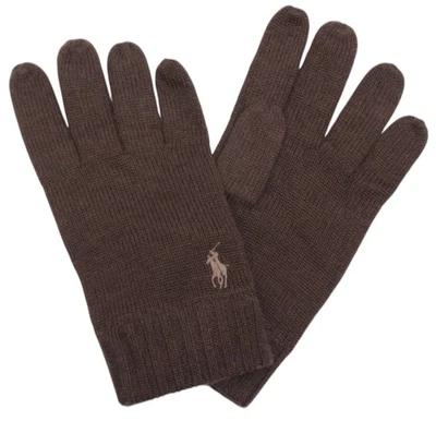 Ralph Lauren Polo Hombre Invierno Tejido Guantes 100% Lana Merino Talla Única Marrón Foto 1 de 2