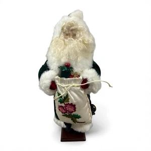 Vintage House Of Hatten 12" Old World Santa grüner Samtmantel Spielzeugsack - Bild 1 von 18