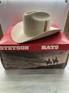 Vintage John B. Stetson 4X Beaver Silverbelly Carson 7-1/4 Cowboy Hat - IN BOX! - Picture 1 of 17
