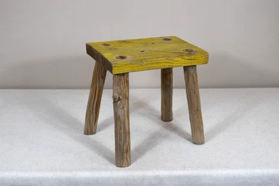 Vintage Wooden Stool Rustic Wood Bench Farmhouse Primitive Wood Foot Stool - Image 1 of 4