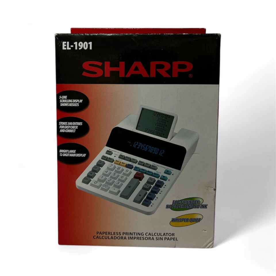 Sharp EL-1901 Paperless Printing Calculator with Check and Correct 12-Digit LCD - Image 1 of 4
