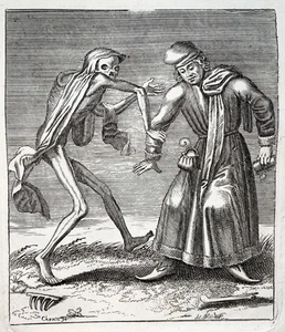 1744 Merian, Dance of Death, the Lawyer, copper engraving - Picture 1 of 2