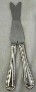2 WALLACE Wickham Deep Silverplate Dinner Knife Flatware Fan Bead 9.5” - Picture 1 of 6
