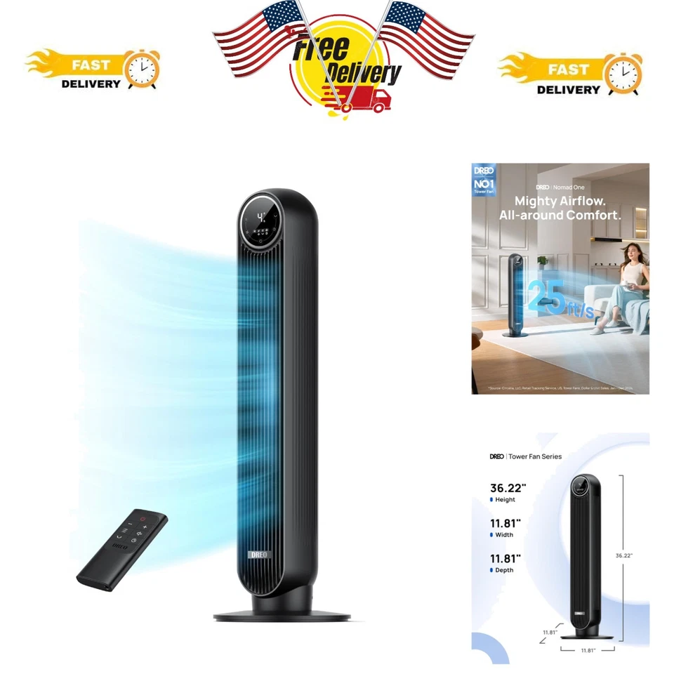 Bladeless Tower Fan with 90° Oscillation - Perfect for Bedrooms & Living Rooms - Image 1 of 4