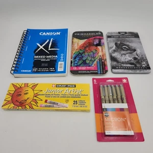Künstler Zeichnen und Skizzieren Lot: Skizzenblock Bleistift Sets Öl Pastelltöne feine Linie Stifte - Bild 1 von 12