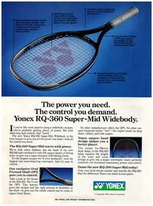 PRINT AD, 1990 Yonex 90's Tennis Racquet RQ-360 Super-Mid Widebody Features - Picture 1 of 1