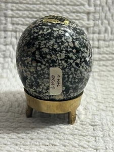 Ozeanjaspis polierter eiförmiger Quarzstein mit Bronzeständer Mexiko 2,5" x 2" - Bild 1 von 17