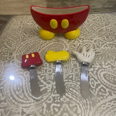 Disney Mickey Mouse Queso Charcutería Queso Esparcidor Set con Soporte Inoxidable Foto 1 de 4