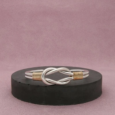 sterling silver vintage gold accent wire knot cuff bracelet size 6in - Image 1 of 3