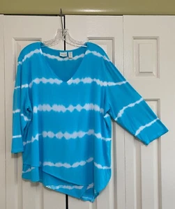 Camisa Chico's Top Talla 3P Azul Tie Dye Asimétrica Elastizada VERANO 🌞 - Imagen 1 de 5