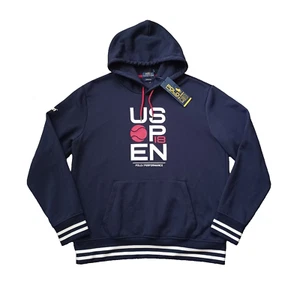 Polo Ralph Lauren Performance Hoodie Mens Large Blue US Open Print Logo NWT - Picture 1 of 20