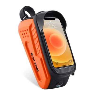 Bolsa de marco frontal para teléfono de bicicleta con pantalla táctil bolsa de tubo superior bolsa de ciclismo negra Foto 1 de 4