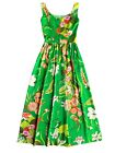 Vintage 1960s Eddy George California Green Floral Long Dress