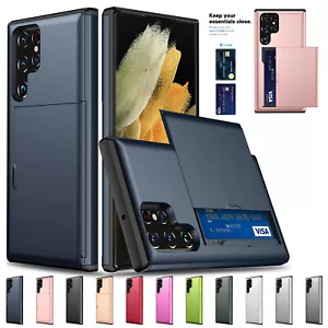 Card Holder Wallet Case For Samsung S24 S23 Ultra S22 S21 Plus Note20 Shockproof - Picture 1 of 23