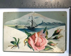Cartolina d'epoca fiore rosa e barche non spedita - Foto 1 di 2