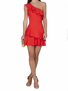 NUEVO VESTIDO BCBGMAXAZRIA CALINDA CON VOLANTES DE HOMBRO XVR60C88/M730A TALLA 4 - Imagen 1 de 2
