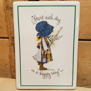 Wall Hanging Tile Holly Hobbie Start Each Day In A Happy Way 1973  Swanky Barn - Picture 1 of 12