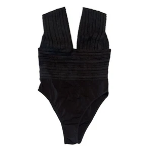 Body donna senza maniche scollo a V nero tuffo LIVY Long Island nuovo senza etichette small S - Foto 1 di 13