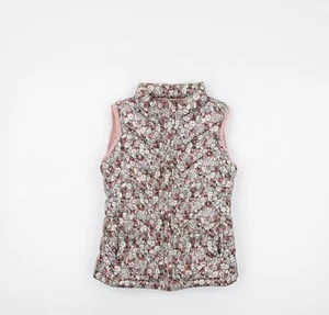 Gap Girls Pink Floral Gilet Waistcoat Size 8-9 Years Zip - Picture 1 of 10