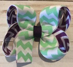 TaylorMade Custom Hair Bow Mint White Regal Purple Glitter Chevron New CLEARANCE - Picture 1 of 1