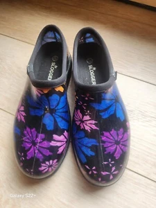 Sloggers Sz 10 Womens Garden Shoes Purple Floral Print Waterproof Casual Slip On - Picture 1 of 6