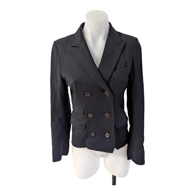 Isabel Marant Size 1 US 4 Double Breasted Blazer Navy Elbow Patch Wool Blend - Image 1 of 4