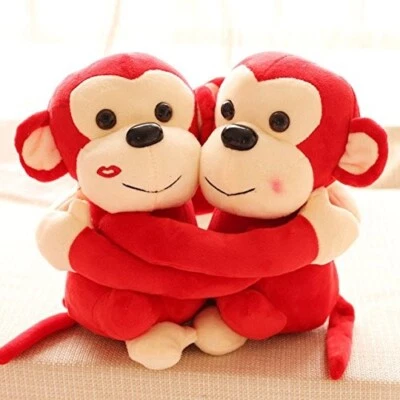Richy Toys Monkey's Cuddly Couple Soft Toys Plush Stuffed Teddy Bear (Red) - Image 1 of 4