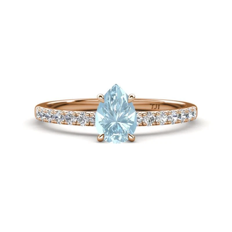 Pear Shape Gemstones & Diamond Solitaire Plus Rings 14K Rose Gold JP:310867 - Image 1 of 1
