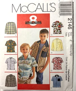 Jungen Hemd mit Knöpfen Schnittmuster Größe M, Lg, XL McCall's 2146 ungeschnitten NEU - Bild 1 von 2