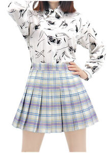 Multicolor Pleated Mini Skirt School Girls JK Uniform Anime Cosplay Plaid Skort