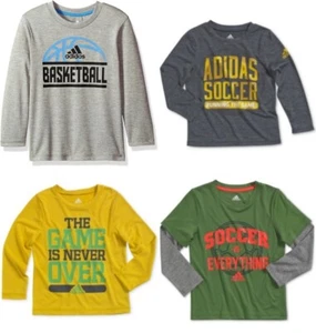 New Adidas Boys Long Sleeve Graphic Shirt Choose Size & Color MSRP $24 - Picture 1 of 5