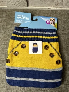 New Vibrant Life Dog Sweater Vest Blue Yellow Size Medium 20-50 lbs - Picture 1 of 3