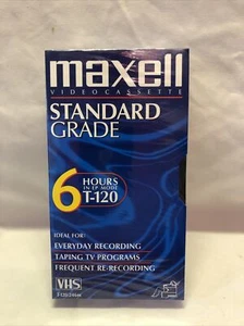 New Maxell VHS Blank Video Cassette Standard Grade T-120 6 Hour EP Mode - Picture 1 of 4