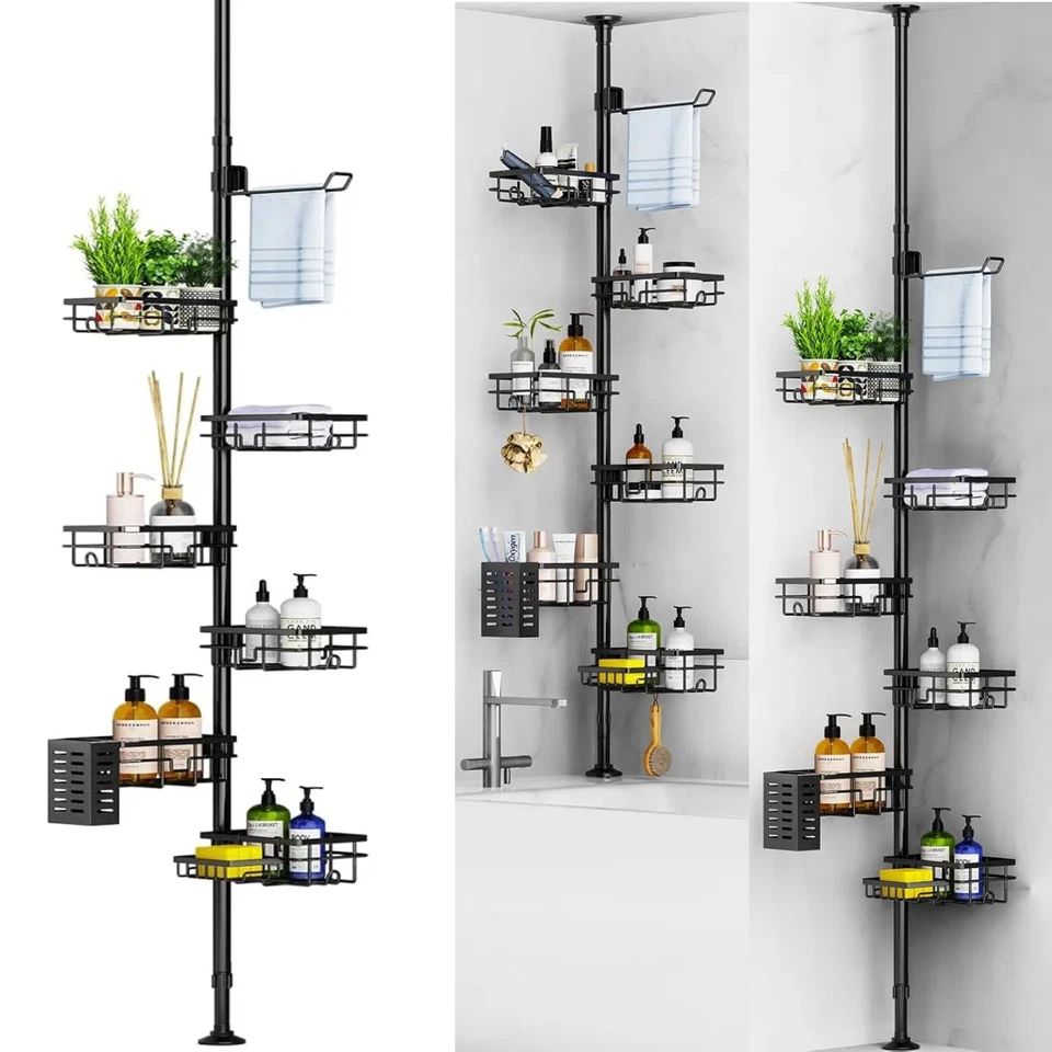 Organizador de chuveiro FEELSO canto caddy, poste de tensão ajustável 30-120 polegadas - Imagem 1 de 4