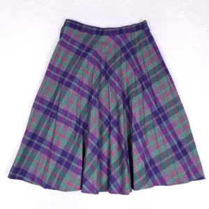 Falda vintage a cuadros mezcla de lana para mujer 12 mediana línea A plisada hecha en EE. UU. - Imagen 1 de 5