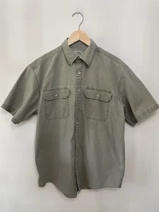 LL Bean Short Sleeve Flat Pocket Shirt Outdoors Utility Green Safari Men’s Sz M - Picture 1 of 8