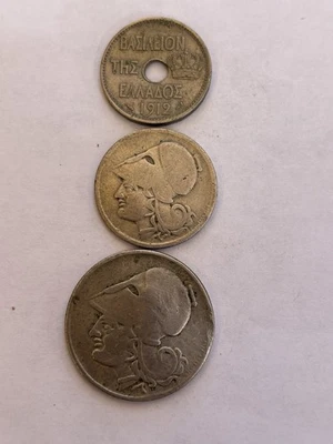 Greece, 1912-10 lepta, 1926-1 drachma, 1926-2 drachma. - Image 1 of 2