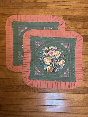 FUNDAS DE ALMOHADA FLORALES PLISADAS HECHAS A MANO 20,5” Newport PA decoración de cabaña Foto 1 de 4